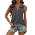 thumbnail image 2 of AnuYalue Womens Ribbed Tank Top Quarter Zip V Neck Dressy Sleeveless Blouses Casual Camisole Tops Work Tank Shirts, 2 of 5
