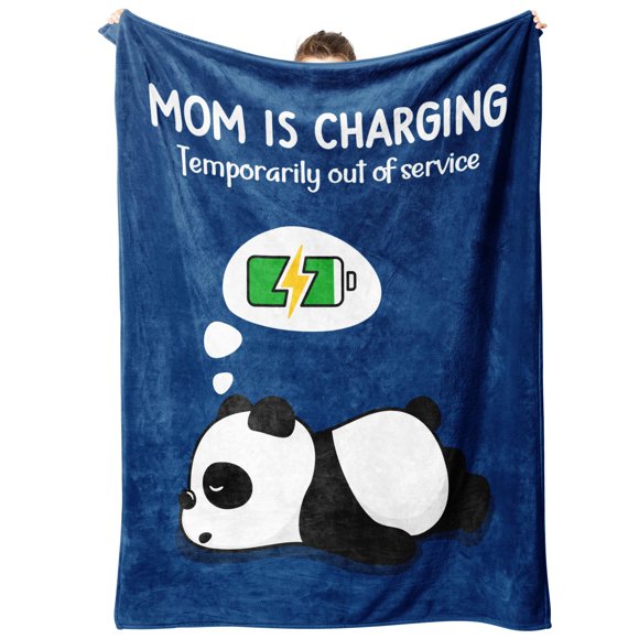 Colcha Craftique Mom is Charging, divertida y suave franela de 150 x 125 cm