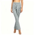 thumbnail image 5 of Women's Wrap Skirted Flared Leggings Stretchy High Waisted Bell Bottoms Running Yoga Lounge Pants, 5 of 8