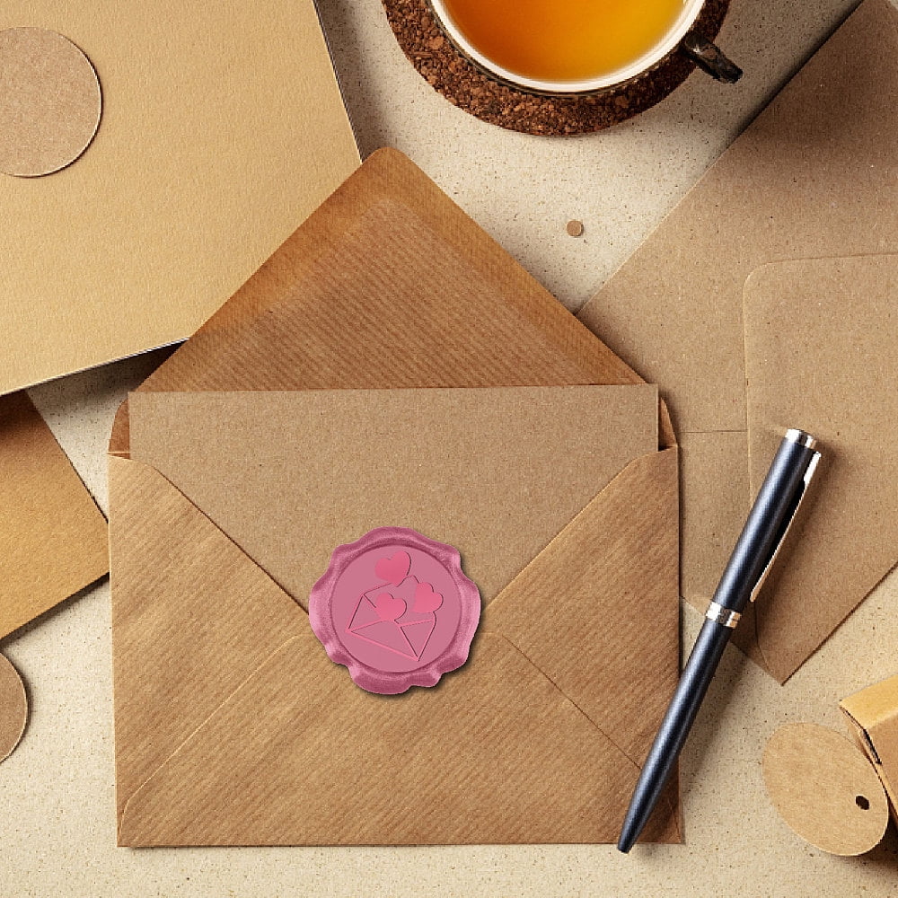 100pcs Pink Wax Seal Stickers Valentine's Day Decoration Stickers Vintage Adhesive Envelope Sealing Love Heart