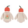 thumbnail image 3 of Gupgi Baby Boys Autumn Outfit 2Pcs Halloween Clothes Long Sleeve Crew Neck Letters Pumpkin Print Romper with Pumpkin Hat, 3 of 9