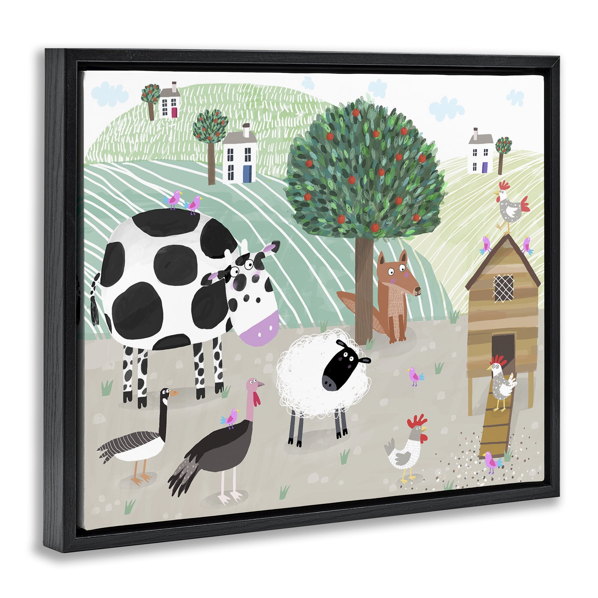 Stupell Industries Down At The Farm Black Framed Floater Canvas Wall Art, design by Carla Daly