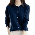 thumbnail image 3 of Cardigan Sweaters for Women Knit Button Down Sweater Long Sleeve Casual Crewneck Solid Color Cardigan Knitwear Coat, 3 of 8