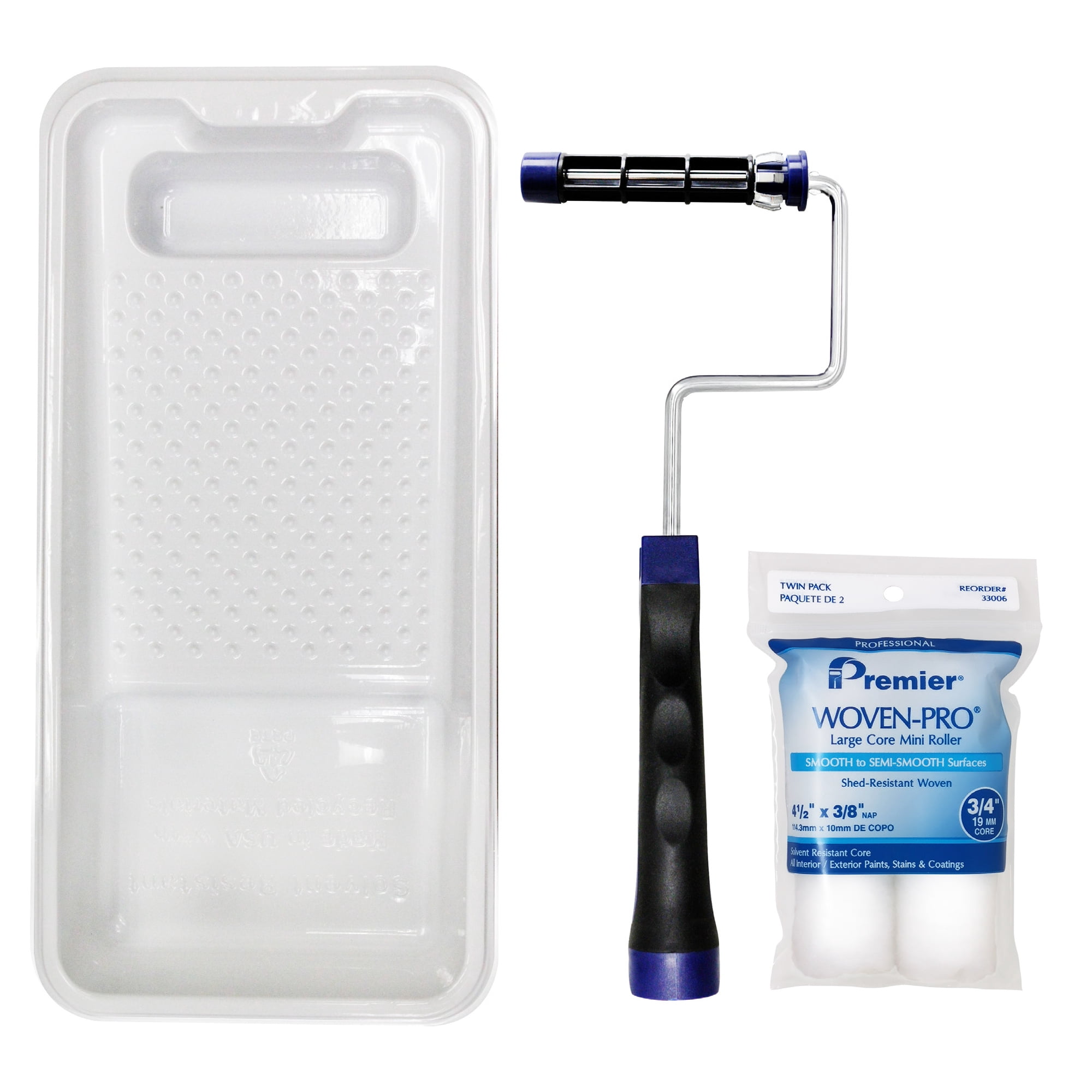 Premier Paint Jumbo Core Woven Mini Roller 4 Piece Tray Kit