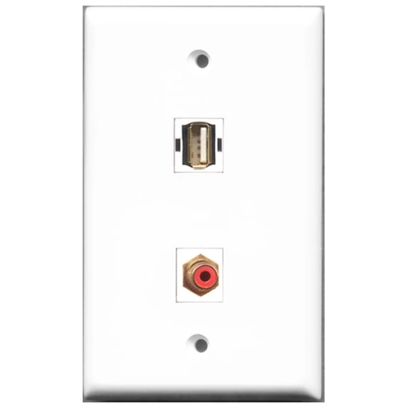Ultra Spec Cables 1 Port RCA Red 1 Port USB A-A Female F/F Wall Plate