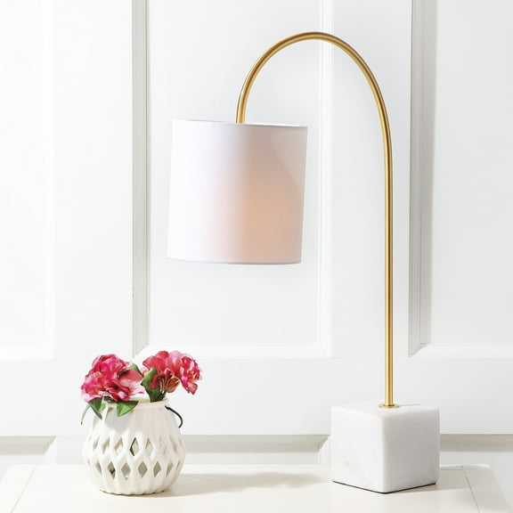 JONATHAN Y Fisher 25" Marble/Brass LED Table Lamp, JYL5023A