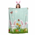 thumbnail image 2 of Throw Blanket Fleece Throw Blanket 50x60in, Easter Cute Rabbits Butterfly Soft Lightweight Bed Blankets Watercolor Eggs Daisy Fuzzy Couch Blankets for All Season, 2 of 9
