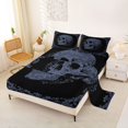 thumbnail image 2 of Homewish Retro Skeleton Skull Queen Sheets for Teens, Slate Blue Baroque Floral Queen Sheet Sets, 4 Pieces, 1 Flat Sheet, 1 Fitted Sheet and 2 Pillowcases, 2 of 5