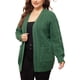 thumbnail image 4 of Suéteres de talla grande para mujeres Agnes Orinda, cárdigans de manga larga con frente abierto y bolsillos 3X verde oscuro, 4 of 5