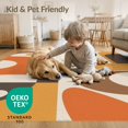 thumbnail image 4 of ODIKA 6'x9' Brown Orange Mid Century Modern Abstract Washable Area Rug Retro Geometric Pattern with 70s Flair for Dining Room, Under Table, Office Décor, Non-Slip Chair-Friendly, 4 of 7