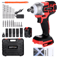 thumbnail image 3 of BRPOM 21V Cordless Impact Driver Set 900 Nm, Impact Wrench 1/2" Brushless Power Drill Tool Kit with 2 × 4.0Ah Batteries & Charger, 5 Sockets, 8 Drill Bits, 5 Driver Bits for Home, Car, Mower, Red, 3 of 12