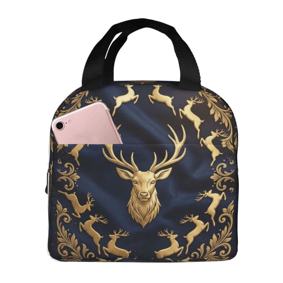 Dinosaurs Insulated Lunch Bag Cute Cartoon Pattern Reusable Cooler Tote with Front Pocket Handheld Portable Meal Prep Bag for Work Office Daily Picnic