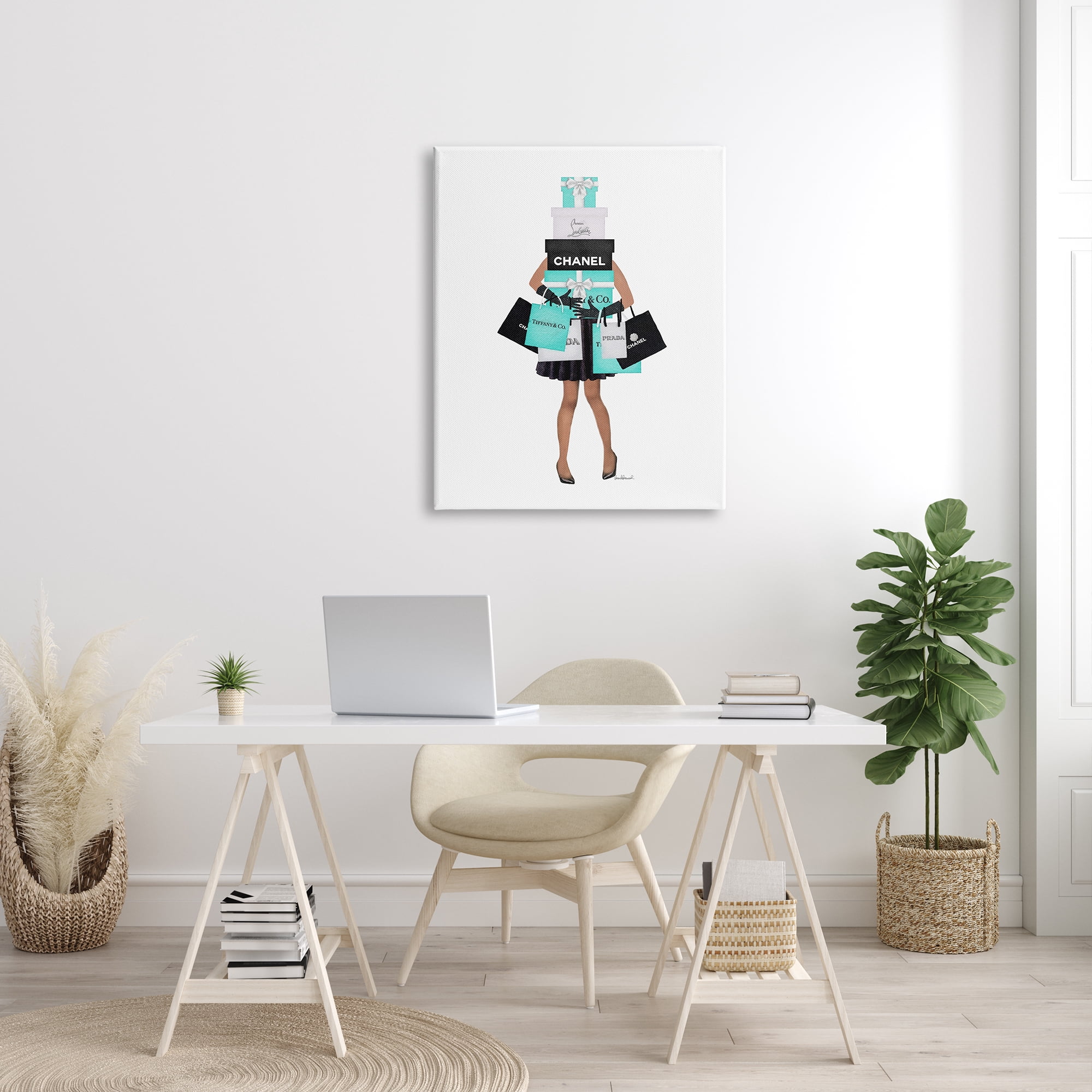 Stupell Industries Fashionista Woman Shopping Chic Glam Bags Beauty & Fashion Painting Gallery Wrapped Canvas Print Wall Art, 30 x 40