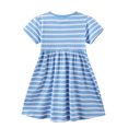 thumbnail image 4 of ITFABS Robe Fille, Mignonne Imprimé Dessin Animé Manches Courtes Col Rond Robe Rayée, 4 of 9