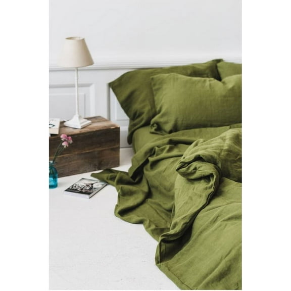 Pavish Export Cotton Moss Green Duvet Cover Washed soft Cotton Bedding Duvet Cover Set Natural stonewashed Bedding Set With 2 Pillow Twin