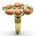 thumbnail image 3 of IP Gold(Ion Plating) Stainless Steel Ring with Synthetic Coral in Orange for Women Style TK1102, 3 of 4