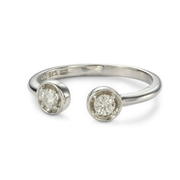 Open Diamond Two Stone Anniversary Ring 1.6 Ct Diamond 14K White Gold Over