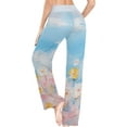 thumbnail image 5 of Women's Watercolor Wild Flowers Pajama Pants, Casual Pajama Bottoms Lounge Pants Wide Leg, 5 of 7