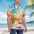 thumbnail image 3 of Fuzoiu Beach Starfish Shell Print Hawaiian Shirt for Men, Summer Beach Casual Short Sleeve Button Down Shirts, Men’s Beach Summer Shirts with Pocket,Small, 3 of 7