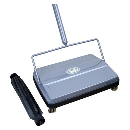 Electrostatic Carpet & Floor Sweeper with Additional Rubber Rotor - 9" Cleaning - Lightweight - Ideal for Crumby & Wet Messes - Works On Carpets & Hard Floor Surfaces (Gray)