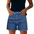 thumbnail image 3 of Nestiefly Jean Shorts for Women 2026 High Waisted Stretchy Casual Cut Off Denim Shorts Summer Trendy Jorts with Pockets Blue L, 3 of 7