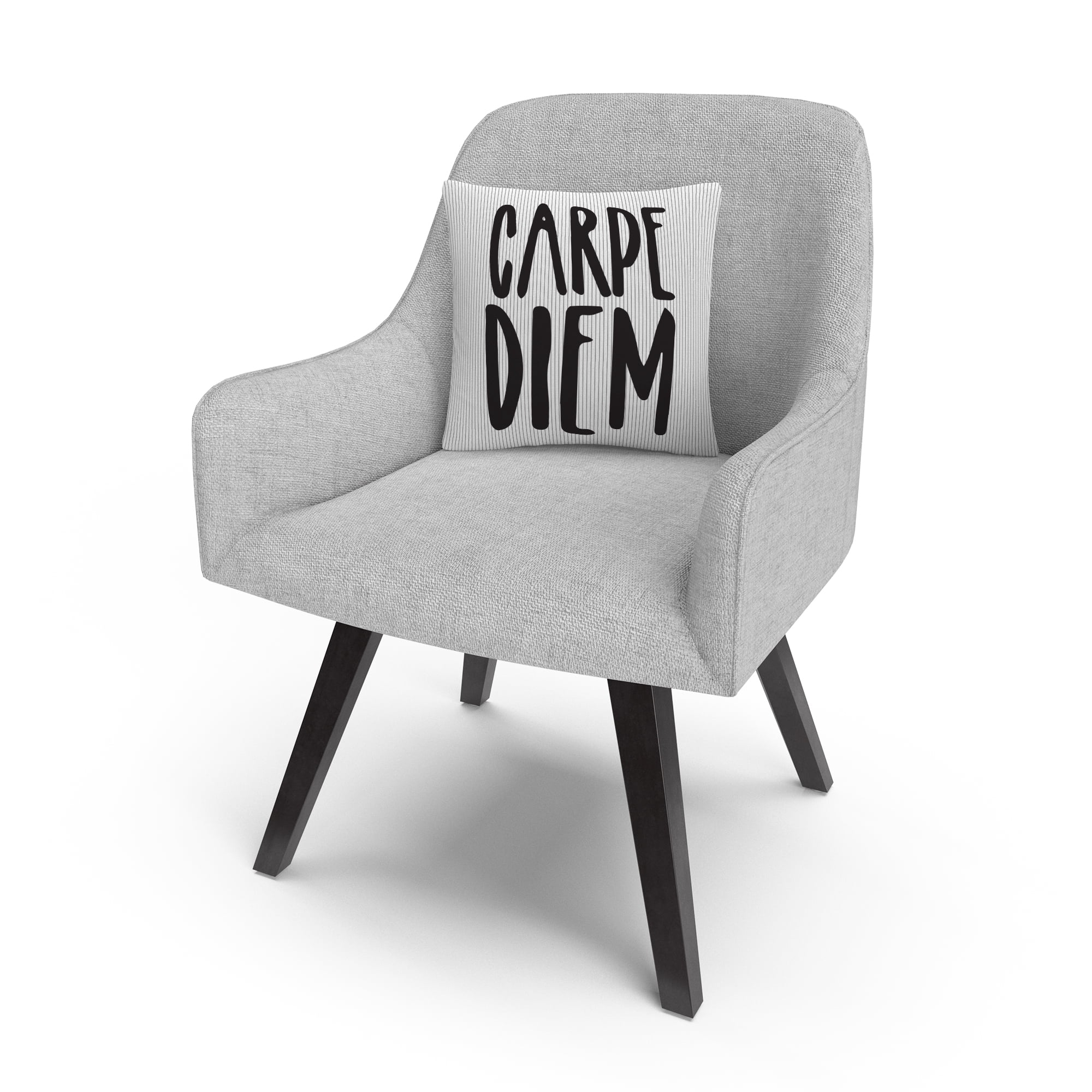 Typographic Modern Carpe Diem Stripes By Abc 16 X 16 Decorative Throw Pillow