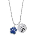 thumbnail image 1 of Delight Jewelry Silvertone Large Royal Blue Paw Silvertone Script Initial Disc - H - Charm Necklace, 20"+3", 1 of 4