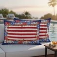 thumbnail image 4 of 4th of July Outdoor Waterproof Pillow Covers, Independence Day Red Blue Poppy Flower Stripe Decorative Rectangle Throw Pillowcase Sofa Cushion Sham for Patio/Couch/Chair, 20"x12" 2 Pack, 4 of 8