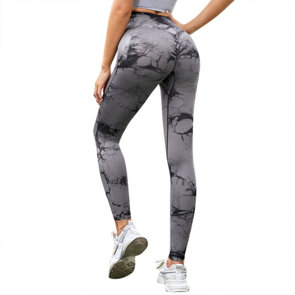 ZPAQI Women High Waisted Workout Yoga Pants Tie-Dye Printed Mesh Patchwork Sports Leggings Butt Lift Scrunch Booty Tights