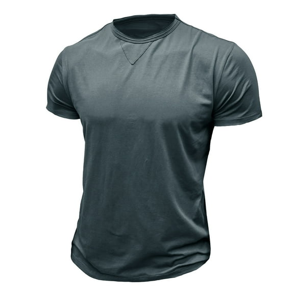 pstuiky camisetas de hombre, Camiseta de manga corta para hombre, estilo casual, lisa, con cuello redondo y botones ropa de hombre xl