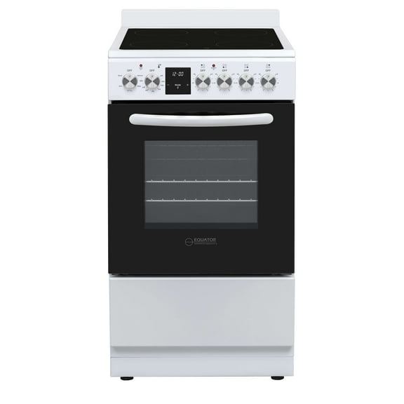 Equator 20" Electric Cooking Range 4 Ceramic Burner CONVECTION OVEN AIR FRYER White