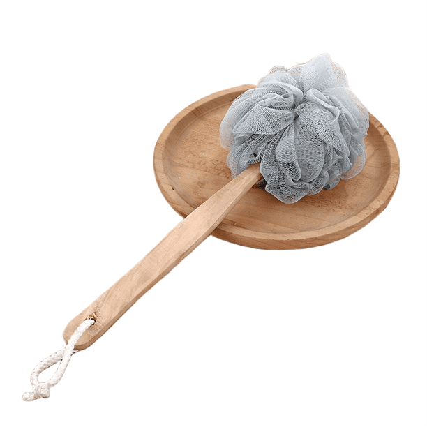 Xiao Hua Limpiador de espalda con mango para ducha, red de lufa de malla de nailon para ducha, cepillo de esponja de ducha con mango largo, 2 cepillos de esponja de ducha con mango largo, gris