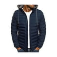 thumbnail image 1 of xiaxaixu Men Winter Down Jacket Solid Color Hooded Long Sleeve Zip-Up Outer, 1 of 2