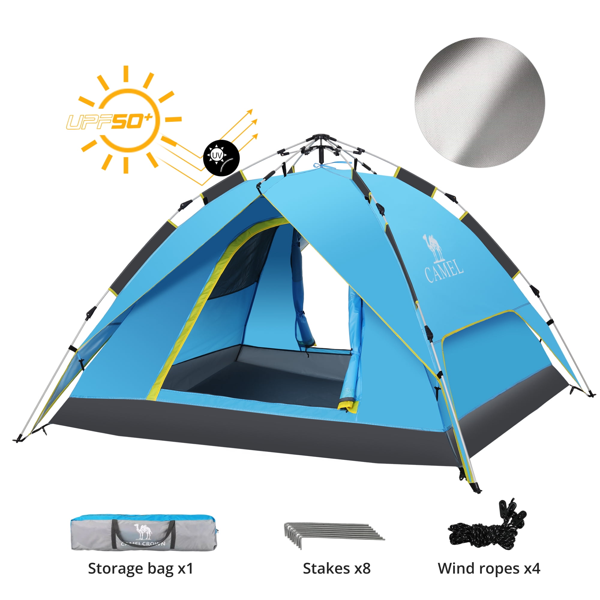 CAMEL 3-4 Person Pop Up Dome Tent Waterproof UV-Resistent Shelter 2-in-1 Backpacking Tent Outdoor