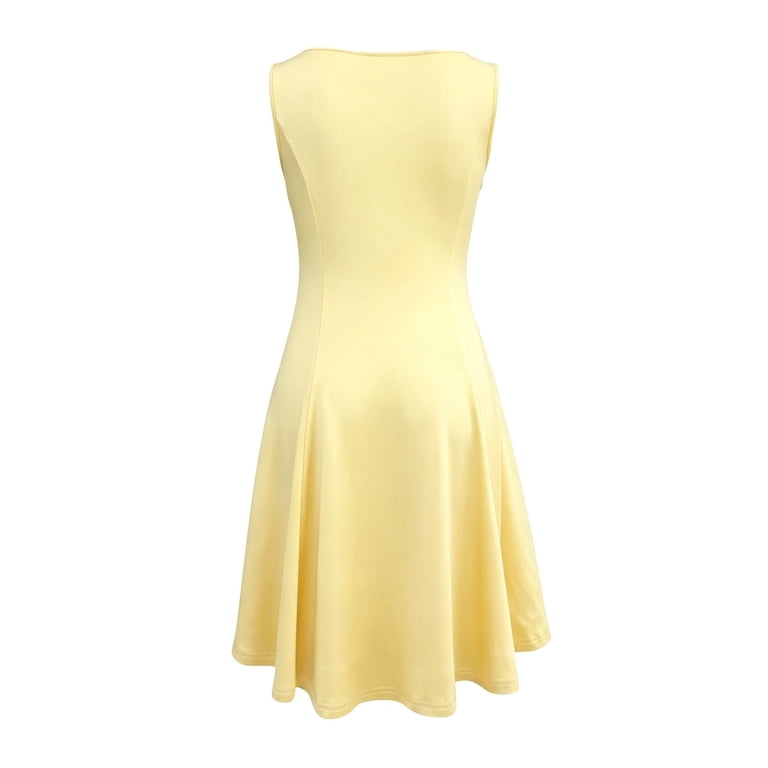 yellow halter dress amazon Conairie Womens Graduation Backless Tie Bow Solid Color Midi Dresses Summer Party Homecoming Dresses for M, Women's, Size: Medium cf-size-39