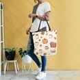 thumbnail image 4 of FORMRS Womens Canvas Tote Bag with Zipper Inner Pocket Shoulder Handbag, Fall Beige Pumpkin, 4 of 7