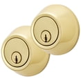 thumbnail image 2 of Hyper Tough Keyed Entry Polished Brass Single Cylinder Deadbolt Twin Pack, 2 of 10