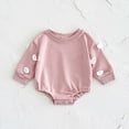 thumbnail image 2 of Loopsun Kids Winter Jumpsuits, Toddler Long Sleeve Rompers, Newborn Embroidered Jumpsuit Round Neck Long Sleeve Romper Pink, 9-12 Months, 2 of 4