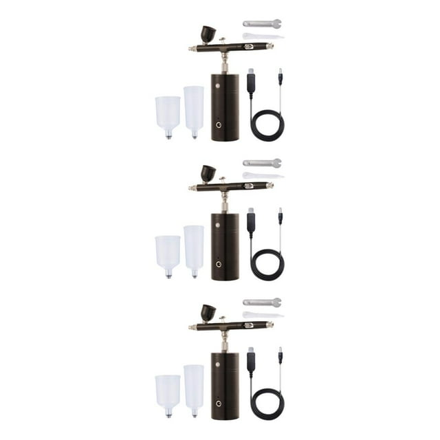 Youkk Portable Mini Airbrush Air Compressor Kit Set Painting Spray Craft Black 1.49x5.1x5.7 Inch 3Set