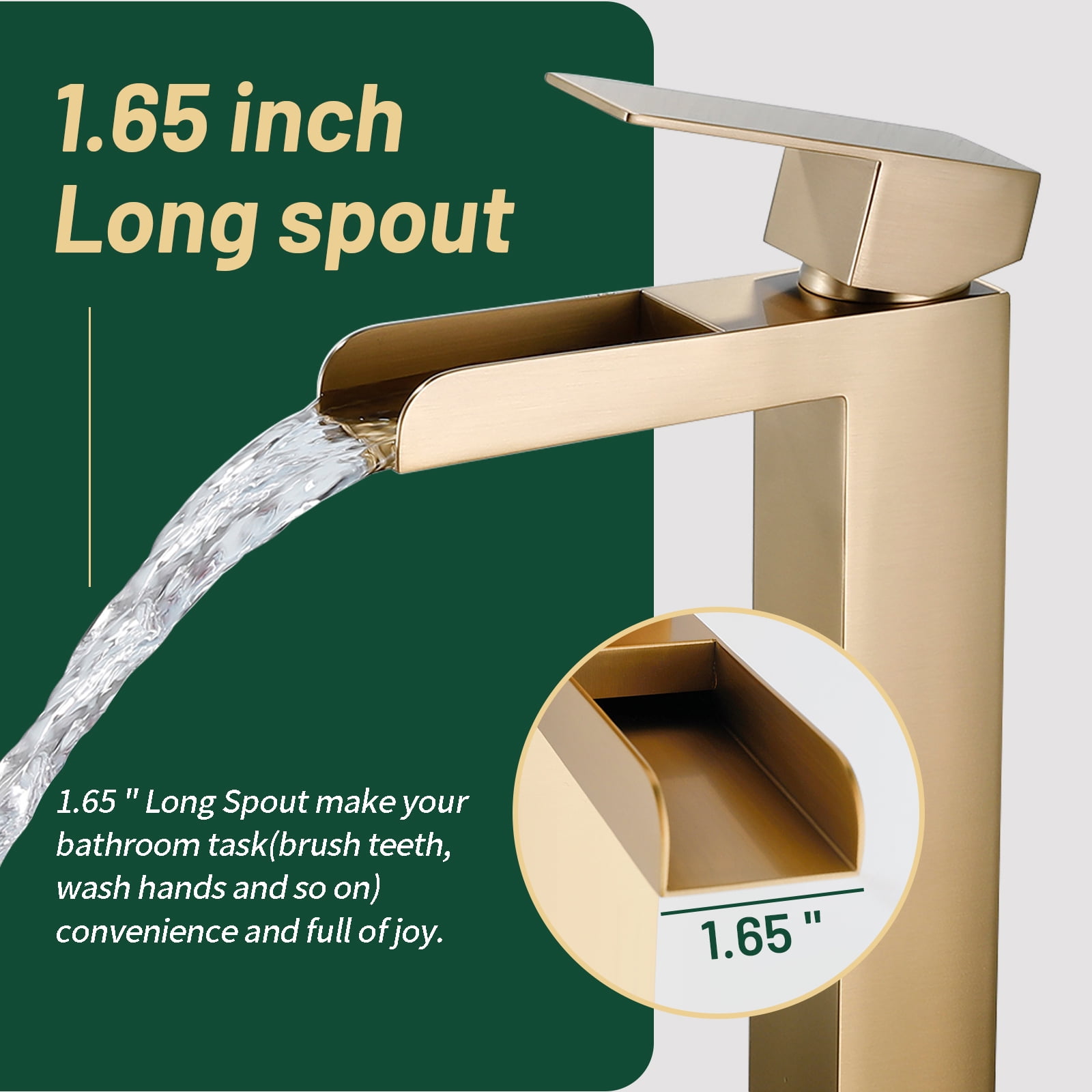 Cobbe Bathroom Faucet Single-Handle with Pop-Up Drain Single-Hole Installation Bathroom Vessel Sink Faucet Brushed Gold