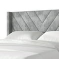 thumbnail image 4 of Castle Place Sophisticated Wingback Velvet Upholstered Queen Platform Bed, Silver Grey, 4 of 11