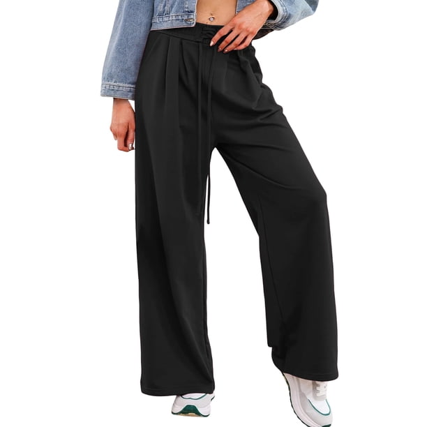 Pincandy Women's Casual Wide Leg Pants - Loose Fit with Tie Waist & Pockets, Comfortable & Stylish for Everyday Wear & Relaxed Outfits