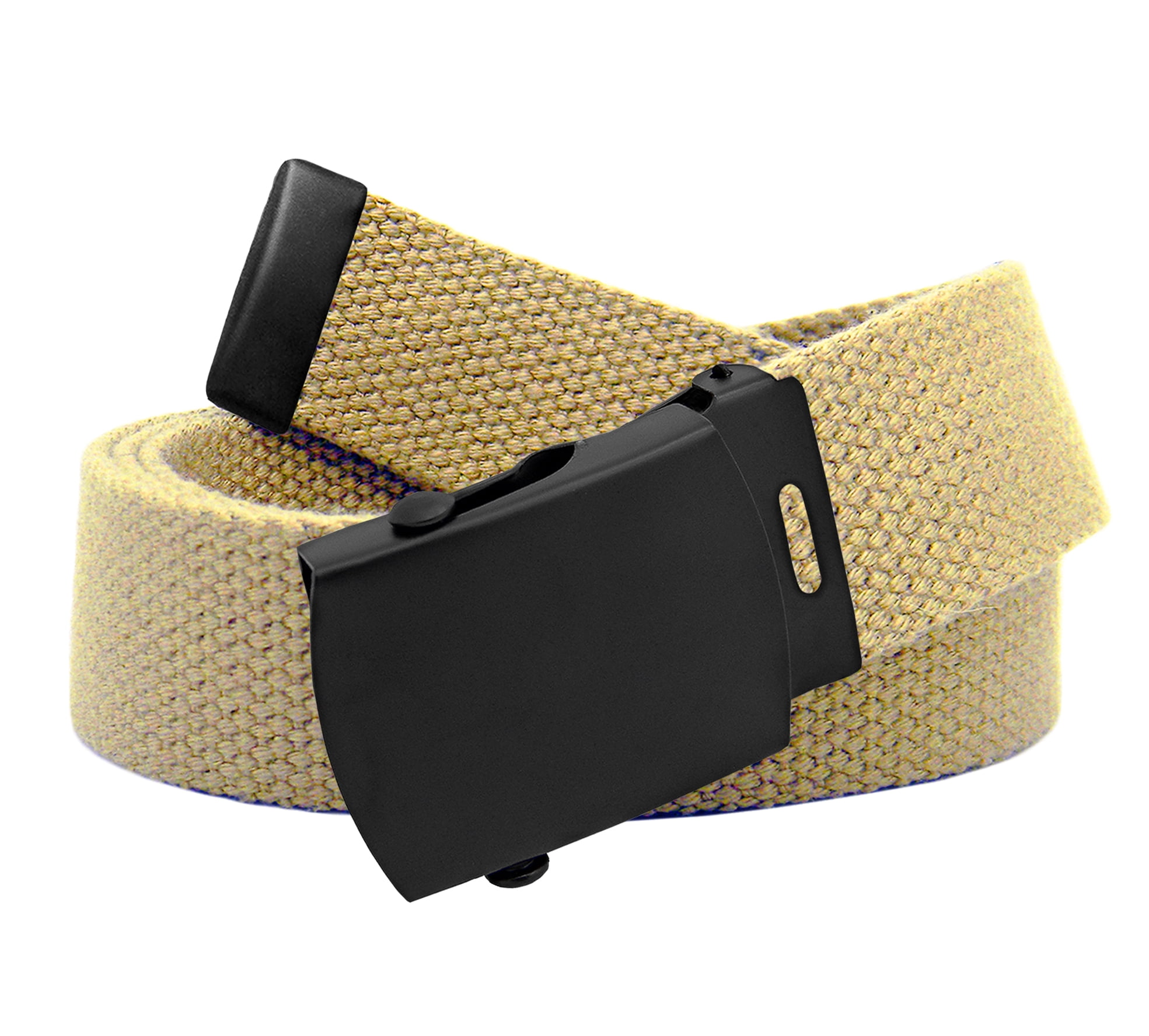 Men's Black Slider Military Belt Buckle with Canvas  Belt XXXLarge