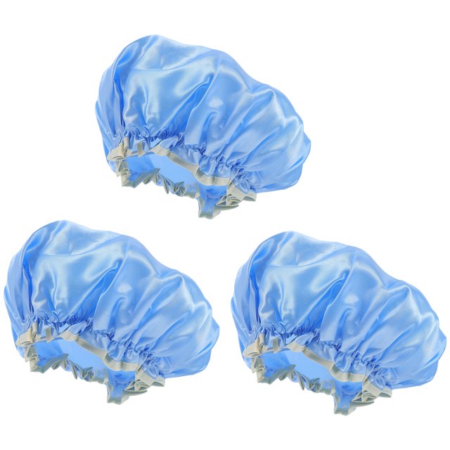 MasteelfCA 3PCS Double-layer Waterproof Bath Caps Simple PEVA Thickened Shower Caps