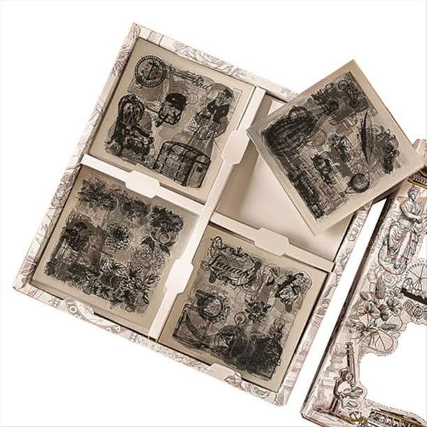 100 hojas de pegatinas vintage de mariposas, plantas y flores para álbumes de recortes y papelería, en blanco y negro intenso.