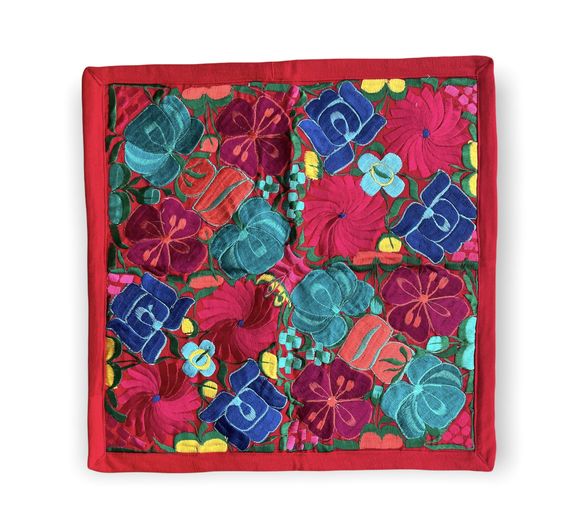 Embroidered pillow case - Flowers | Mexican Colorful Decorative Pillow Cover | Colorful Home Decor