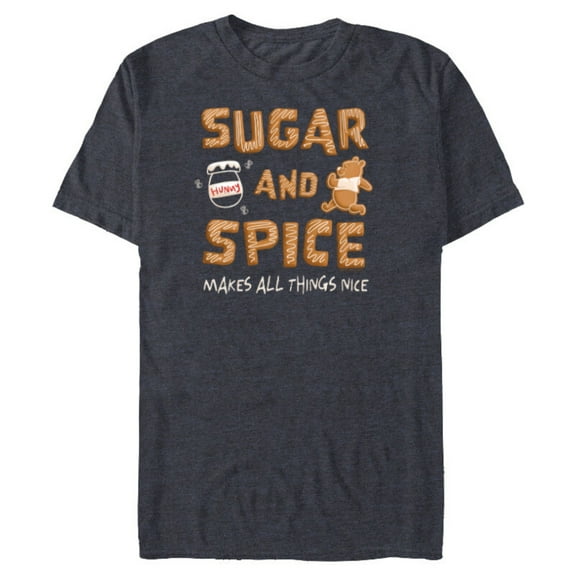 Disney Winnie the Pooh Gingerbread Cookie Sugar and Spice - Short Sleeve Blended T-Shirt for Adults - Customized-Navy Heather