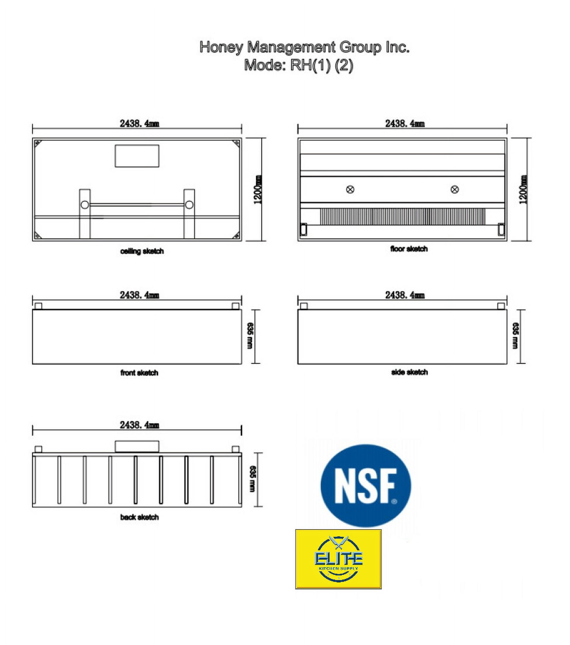 8 Ft Restaurant Hood and Exhaust Fan, Stainless steel Range Hood, Commercial Range Hood, 96x47x25 in.