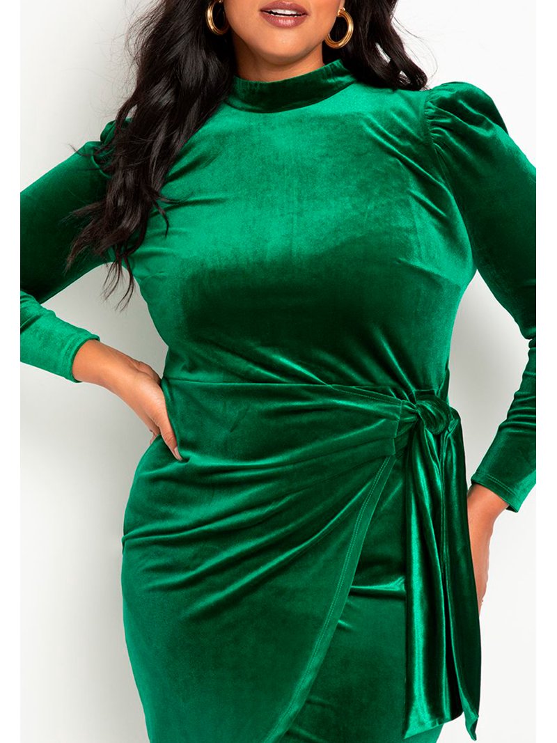 green emerald velvet dress ELOQUII Women's Plus Size Drapey Faux Leather Mini Dress