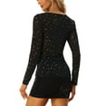 thumbnail image 3 of Unique Bargains Women's Square Neck Ruched Metallic Stars Glitter Sheer Mesh T-Shirts XL Black, 3 of 6